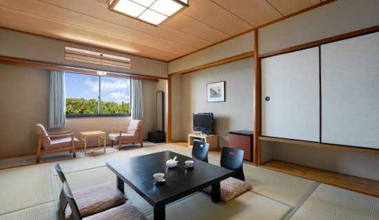 Japanese-style room forest view